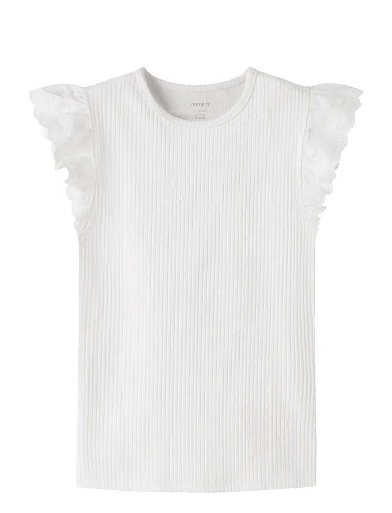 name it - NKFHAVELLE CAP SL TOP - lühikeste varrukatega t-särgid - bright white - 0