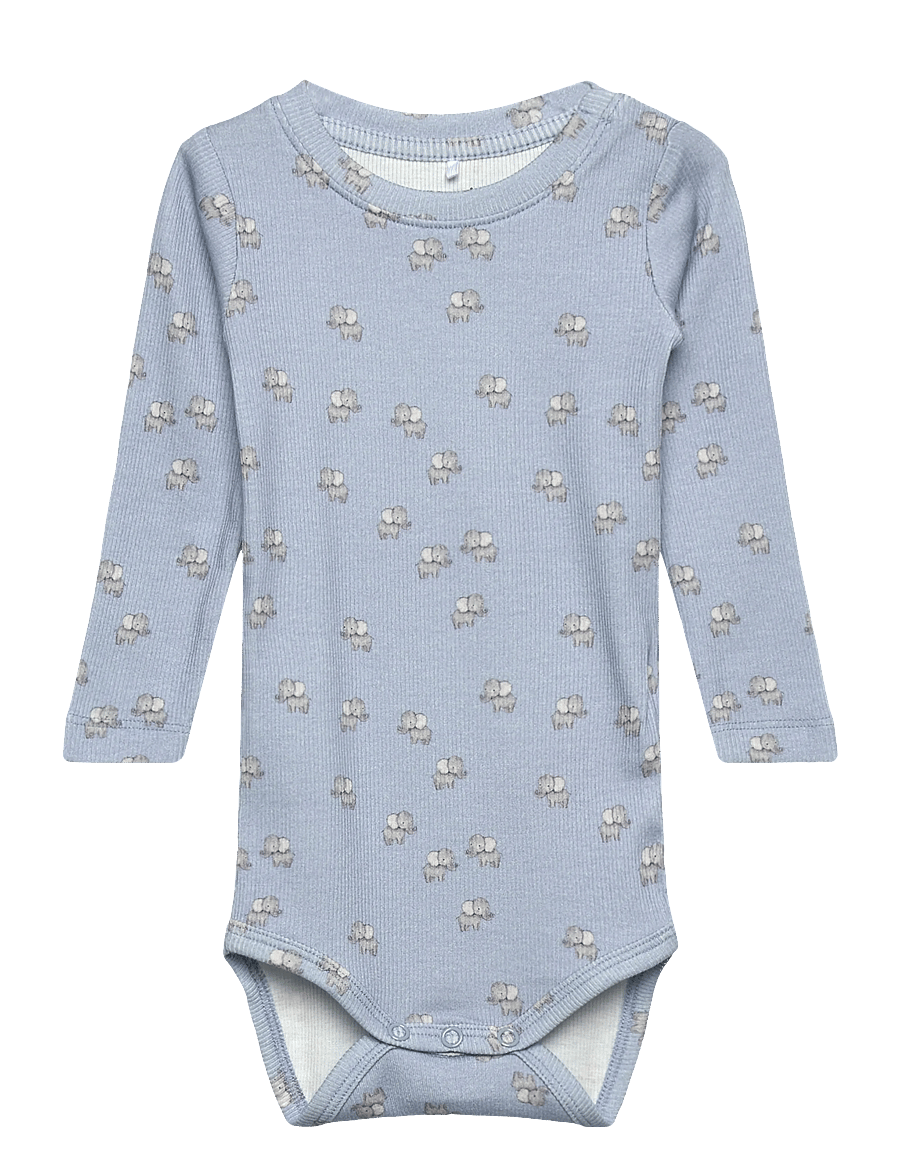 name it - NBMHOBIT LS BODY BOX - rāpulīši ar garām piedurknēm - blue fog - 0