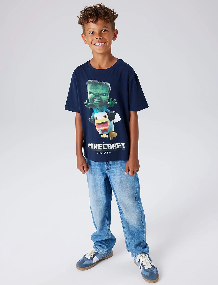 name it - NKMNIF MINECRAFT SS NREG TOP LNOOS BFU - t-shirts à manches courtes - navy blazer - 3