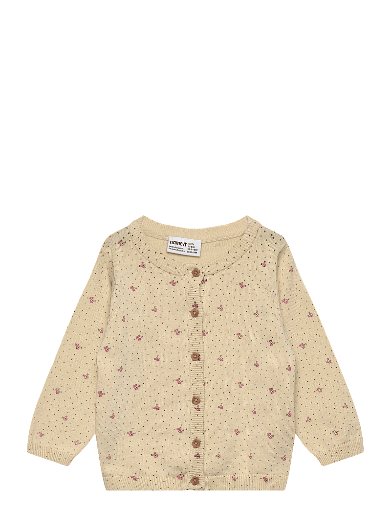 name it - NBFHIDE LS KNIT CARD - cardigans - almond milk - 0