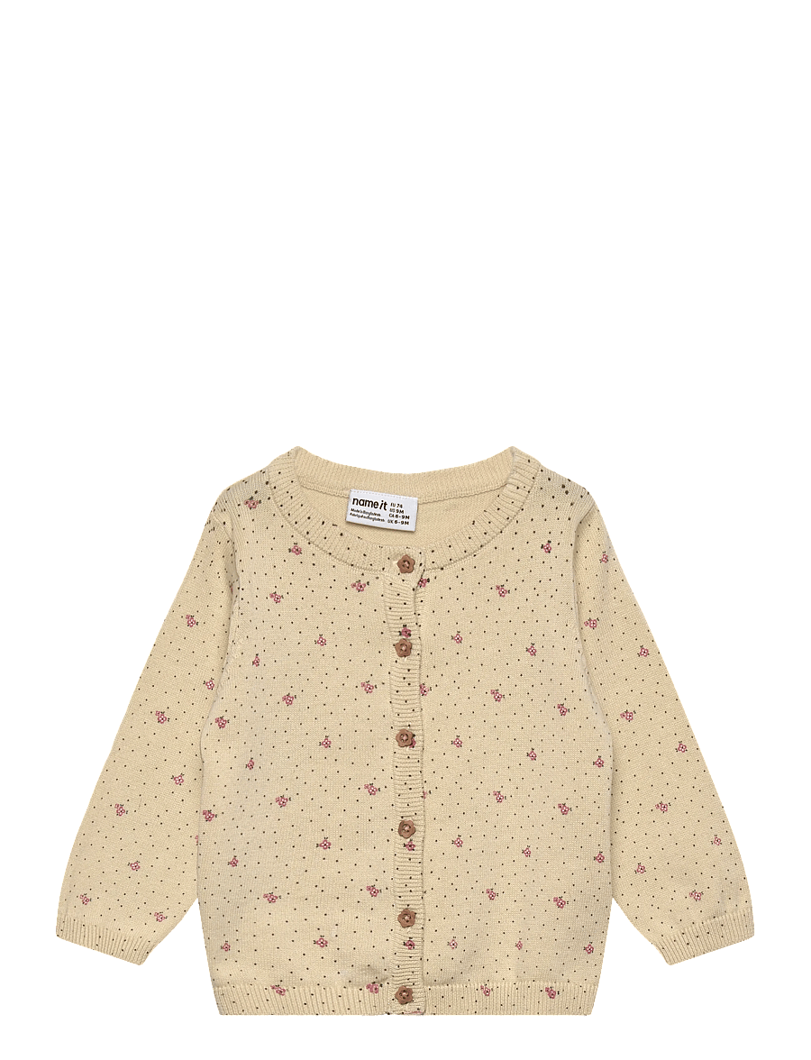 name it - NBFHIDE LS KNIT CARD - koftor - almond milk - 0