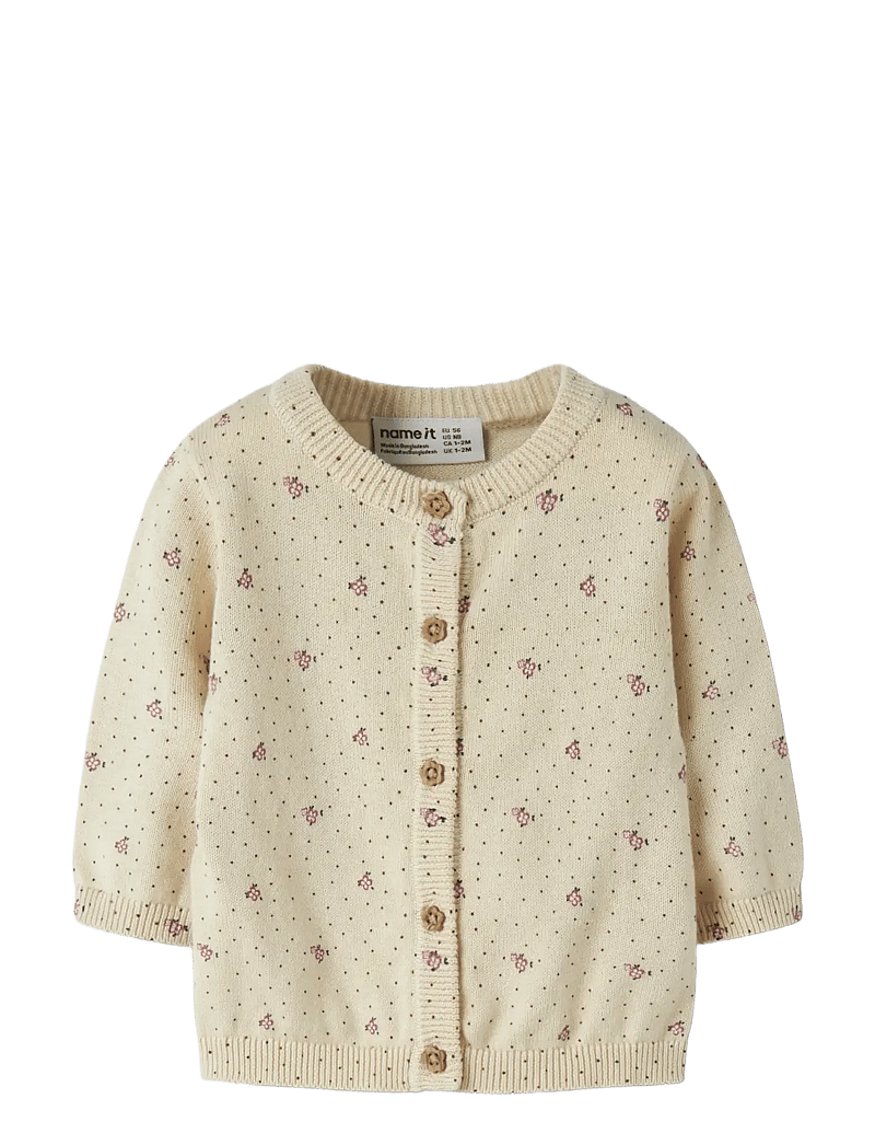 name it - NBFHIDE LS KNIT CARD - cardigans - almond milk - 2