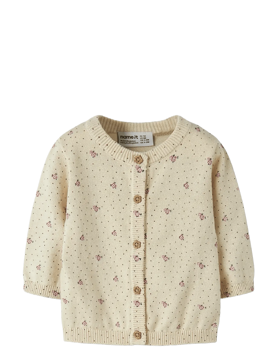 name it - NBFHIDE LS KNIT CARD - koftor - almond milk - 2
