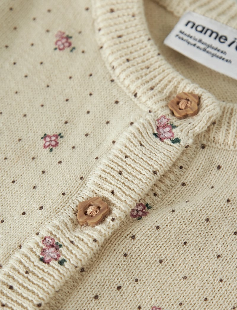 name it - NBFHIDE LS KNIT CARD - cardigans - almond milk - 3