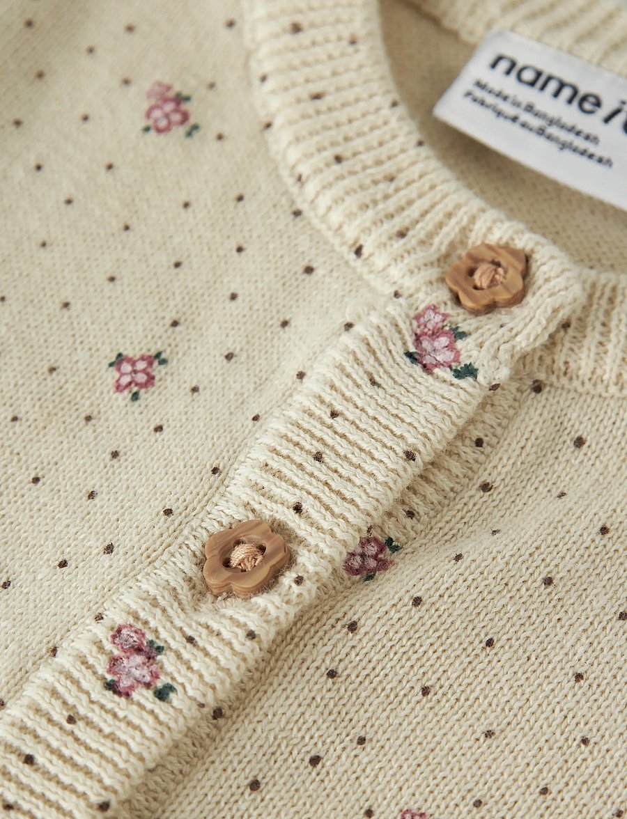 name it - NBFHIDE LS KNIT CARD - koftor - almond milk - 3