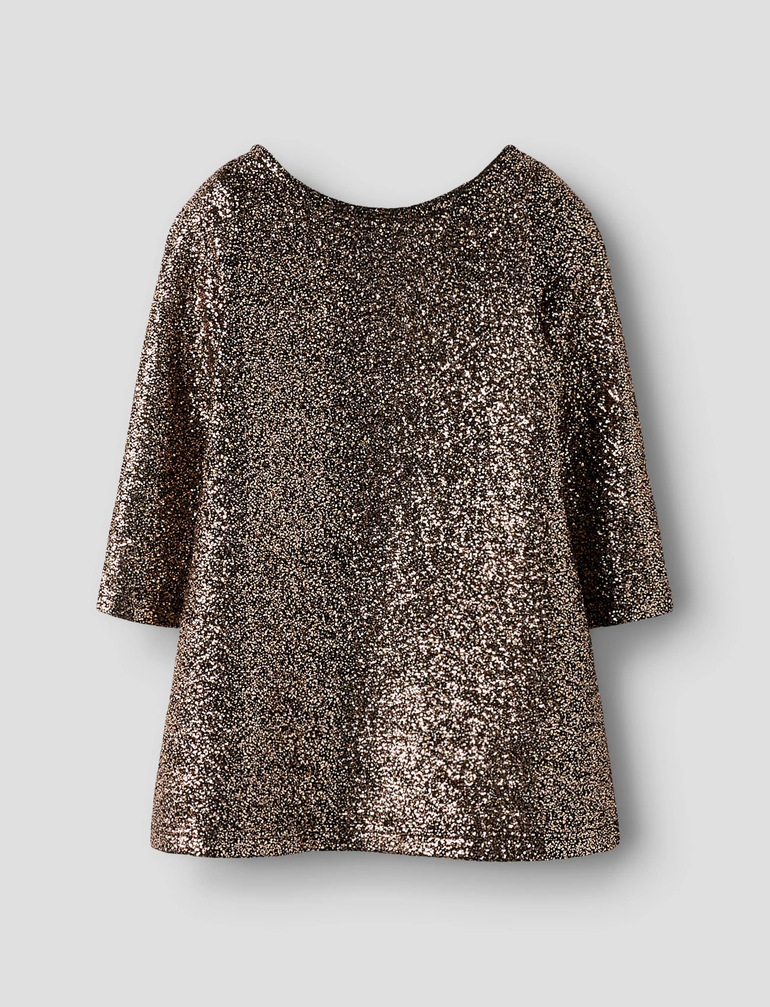 name it Nmfditsa Ls Dress, Børn, Glitter Kjole, Guld, Str: 98