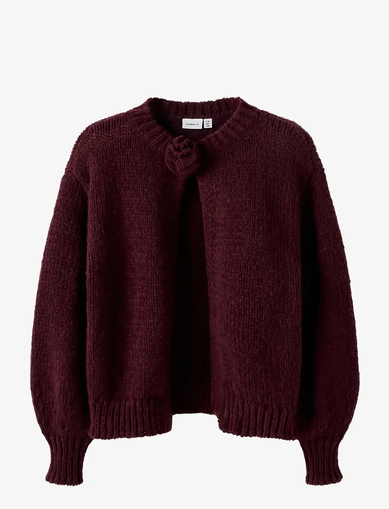 name it - NKFROXANNE LS KNIT CARD - cardigans - burgundy - 1