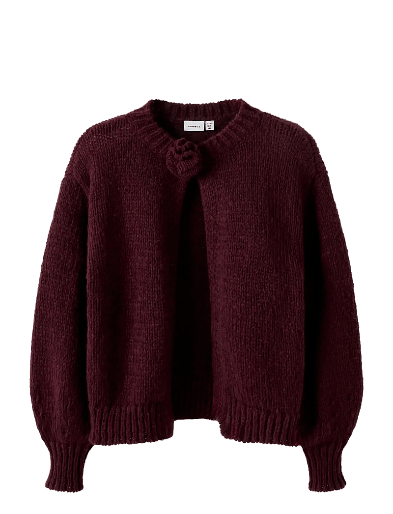 name it - NKFROXANNE LS KNIT CARD - cardigans - burgundy - 1