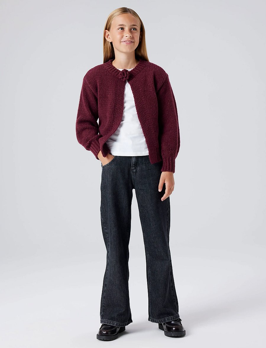 name it - NKFROXANNE LS KNIT CARD - susegamieji megztiniai - burgundy - 0
