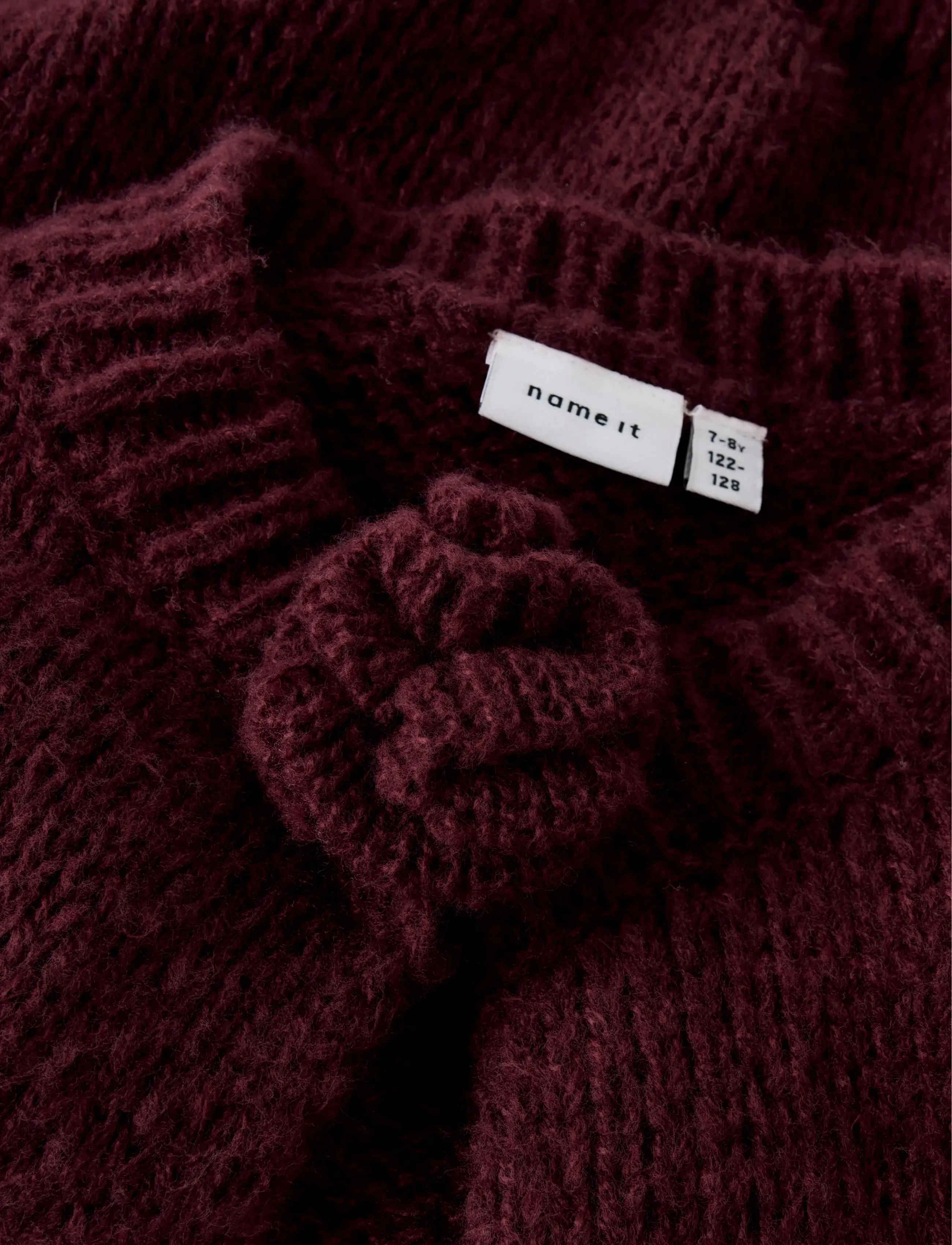 name it - NKFROXANNE LS KNIT CARD - susegamieji megztiniai - burgundy - 4