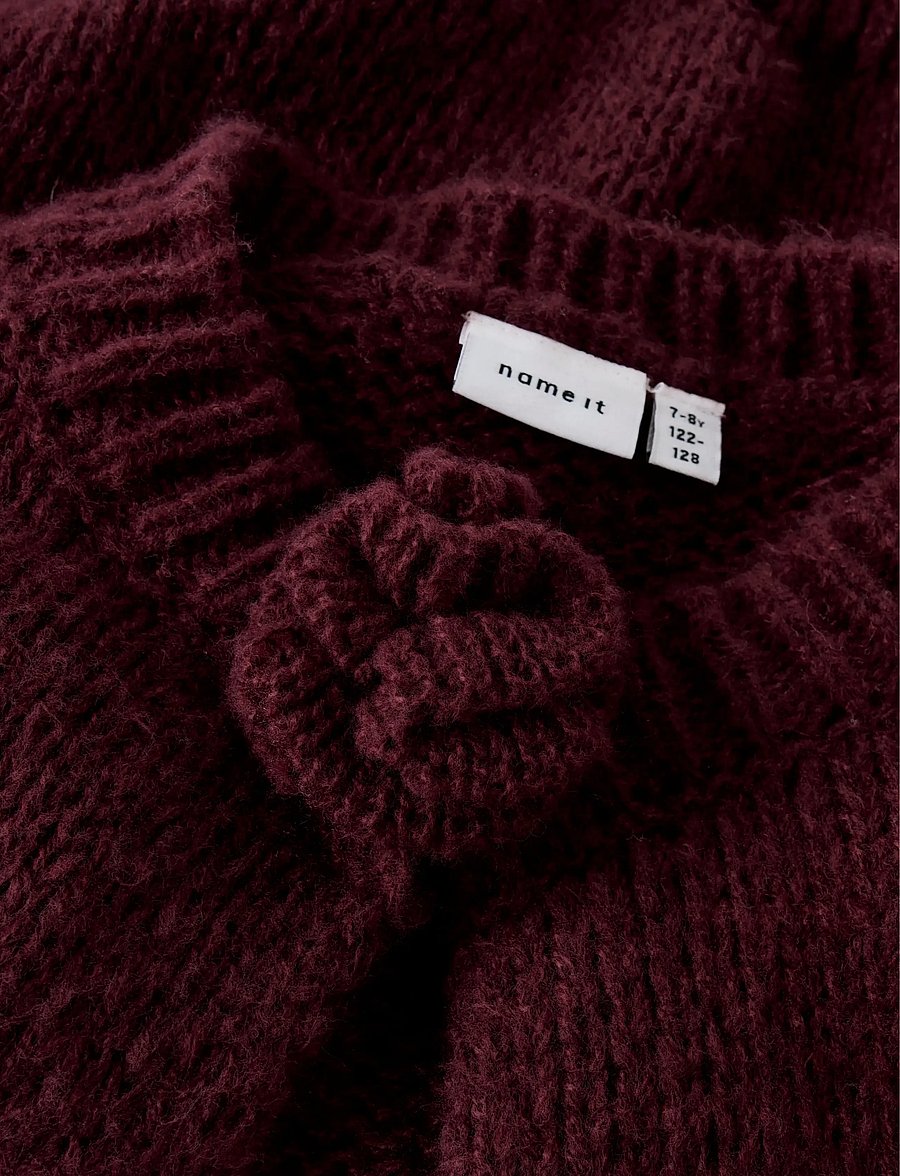 name it - NKFROXANNE LS KNIT CARD - susegamieji megztiniai - burgundy - 4