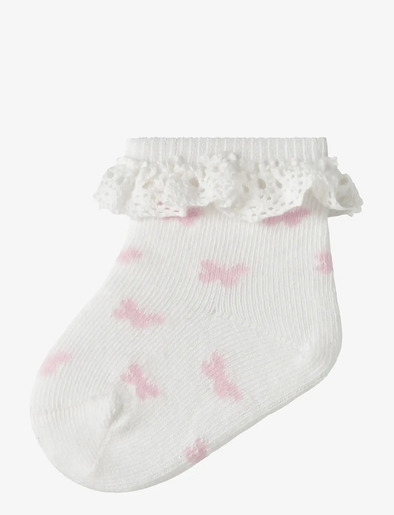 name it - NBFFUTTERFLY SOCK - bebisstrumpor - cloud dancer - 0