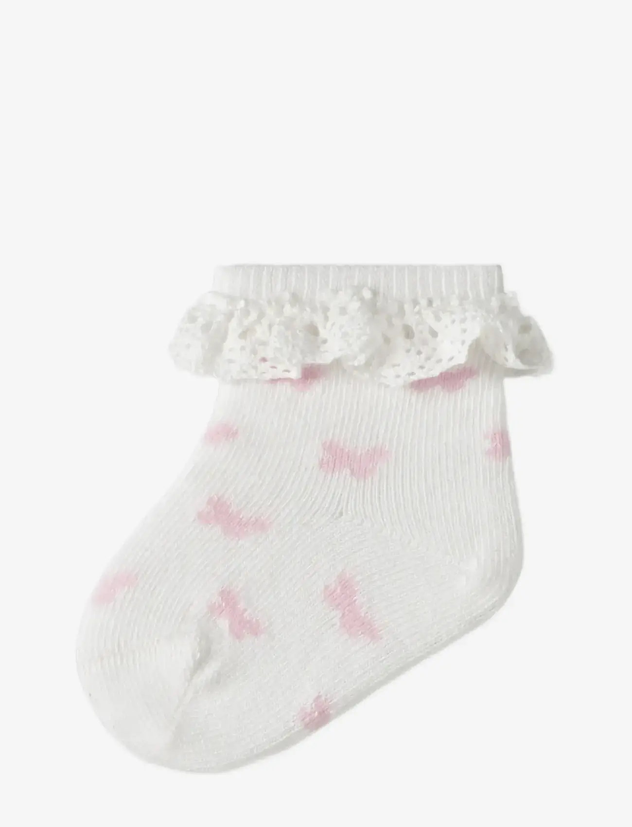 name it - NBFFUTTERFLY SOCK - bebisstrumpor - cloud dancer - 1