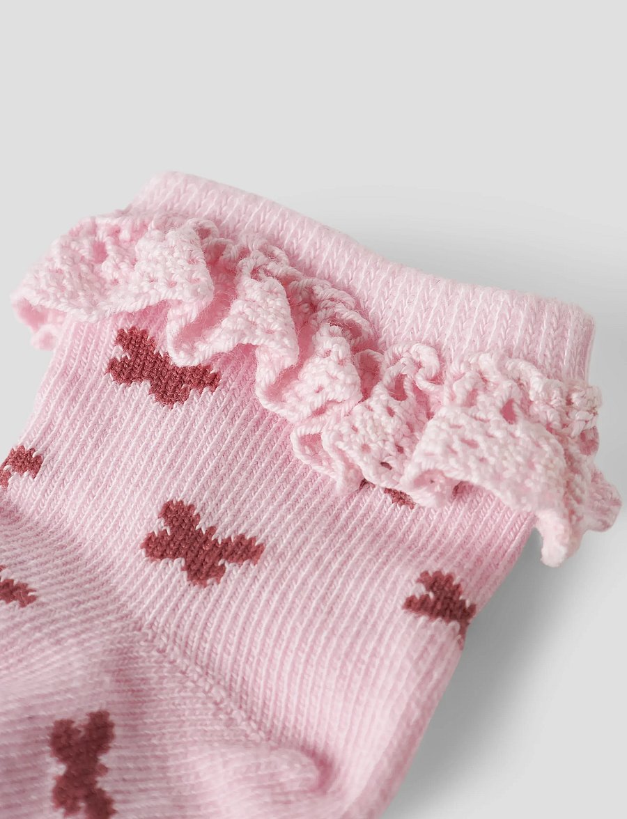 name it - NBFFUTTERFLY SOCK - beebisokid - cradle pink - 2