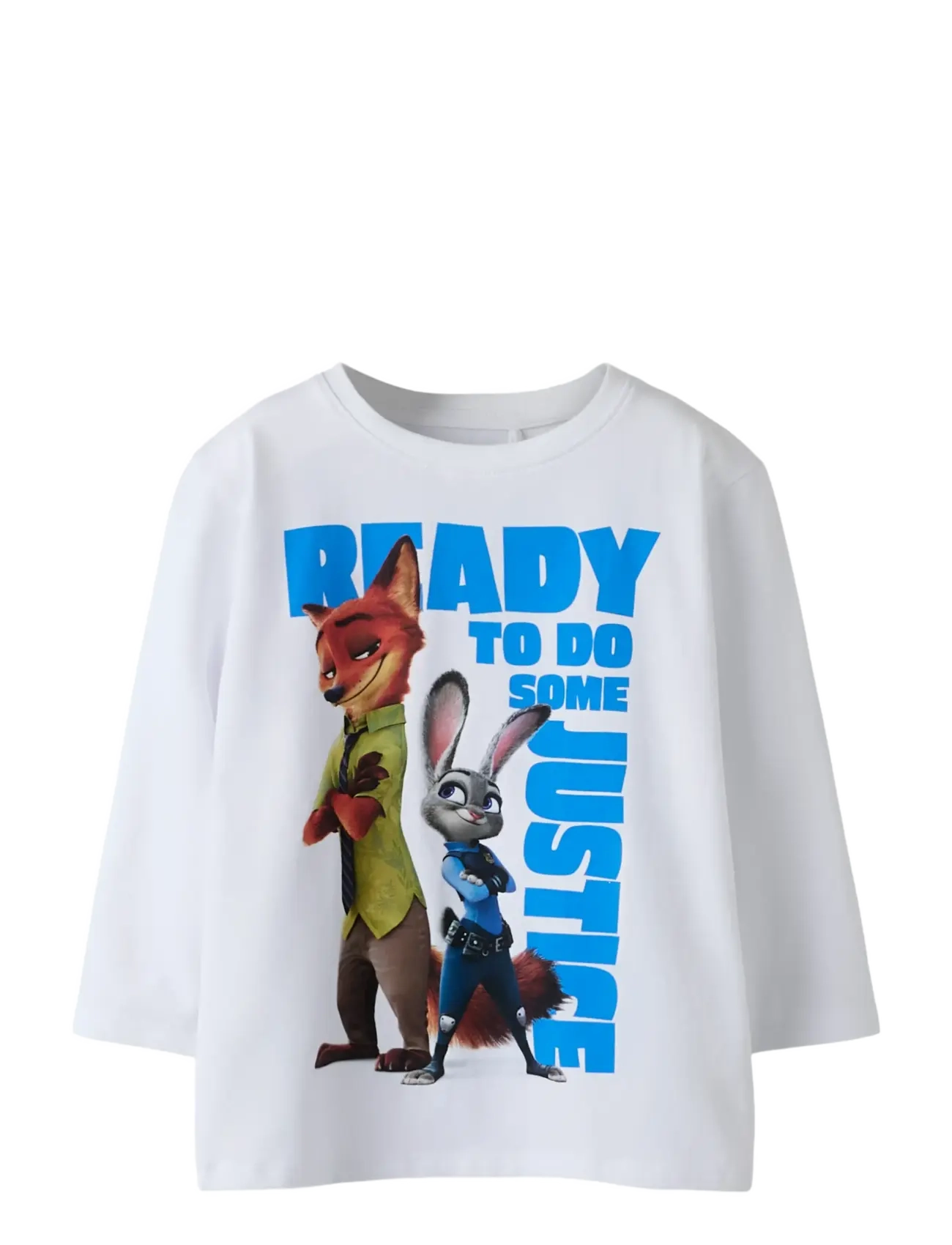 name it Nmmnomal Zootropolis Nreg Ls Top Box Wdi, 92, T-shirts, Weiß - Long-sleeved Kinder