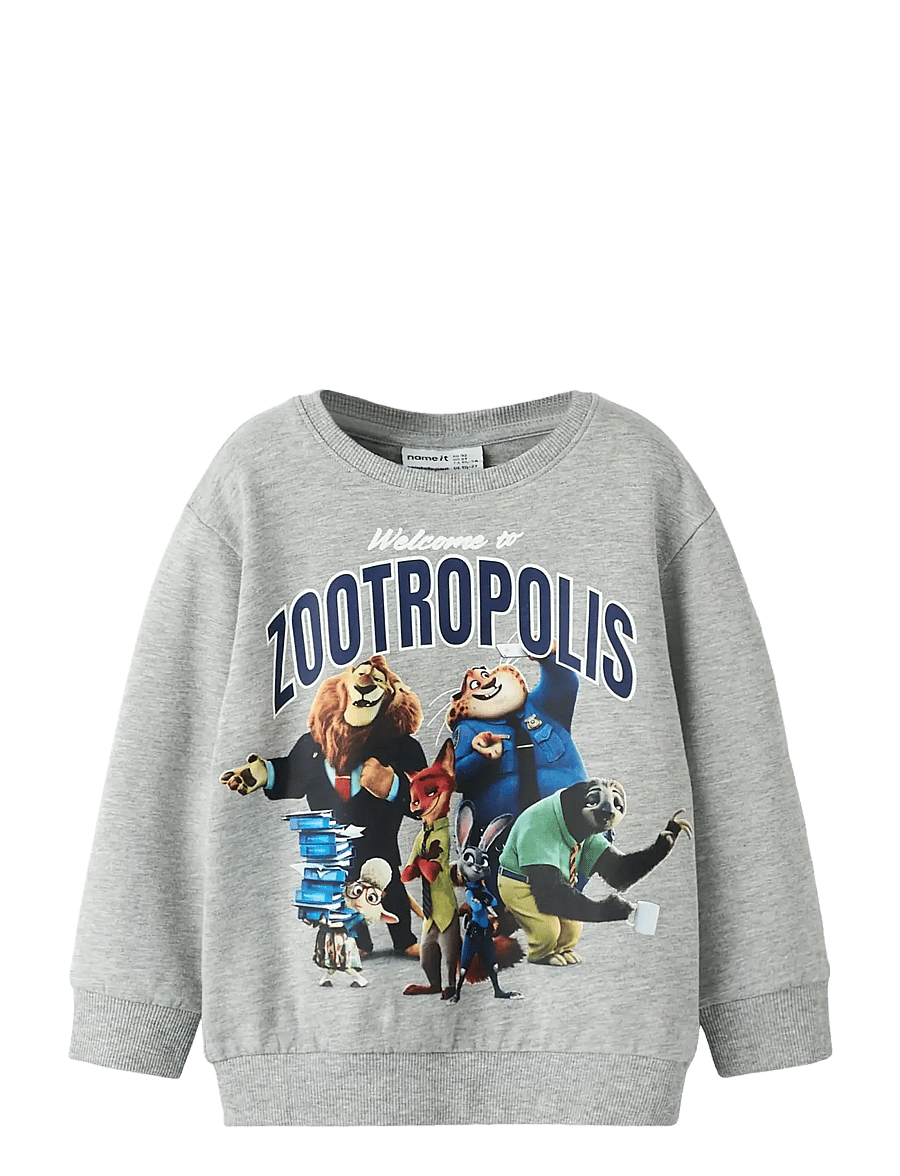 name it - NMMNOEL ZOOTROPOLIS NREG SWEAT BRU WDI - sweatshirts - grey melange - 1