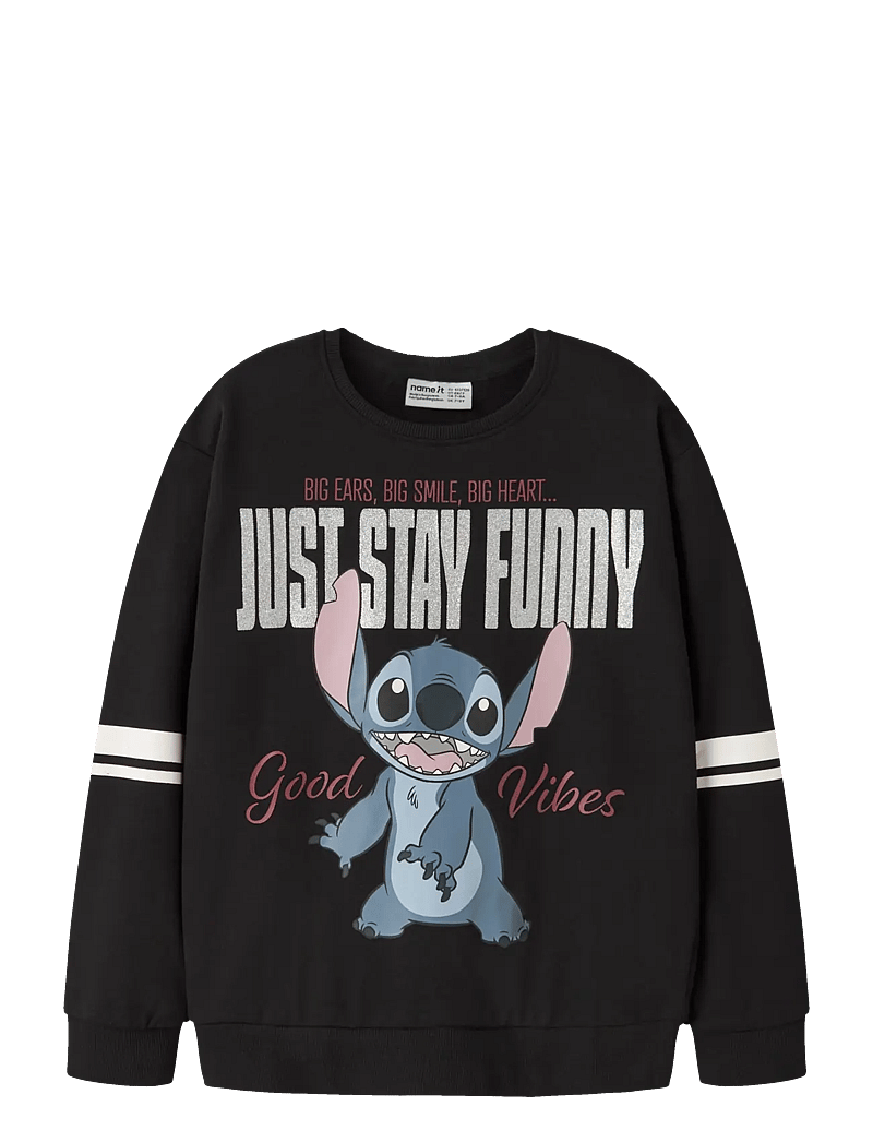 name it - NKFDYSMI STITCH NREG SWEAT BRU WDI - sweatshirts - black - 1