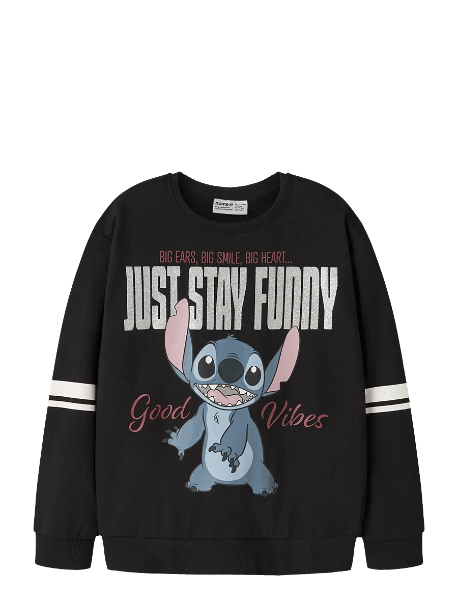 name it - NKFDYSMI STITCH NREG SWEAT BRU WDI - sweatshirts - black - 1