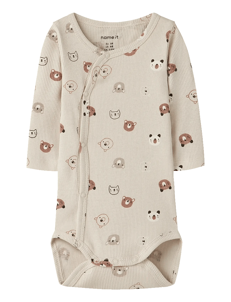 name it - NBNJOPPI LS WRAP BODY - langærmede heldragter - almond milk - 0