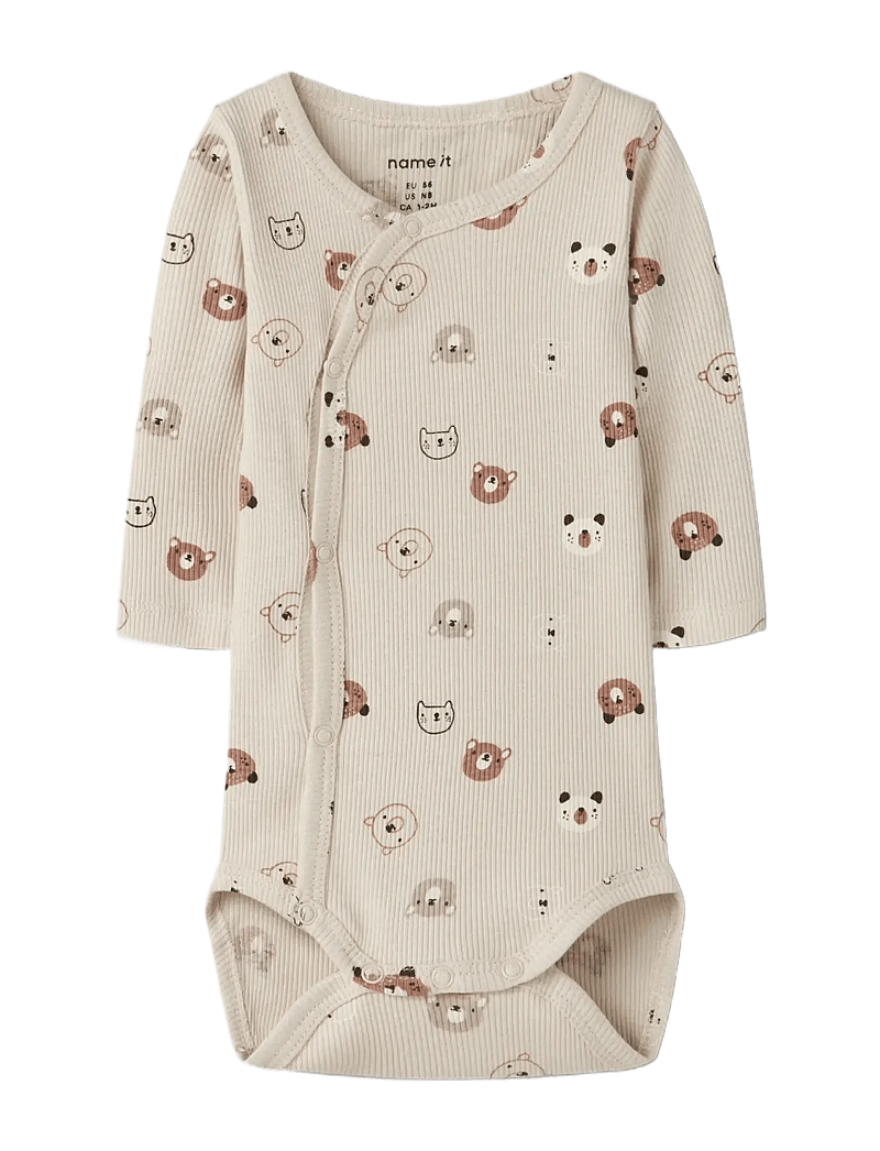 name it - NBNJOPPI LS WRAP BODY - langærmede heldragter - almond milk - 2