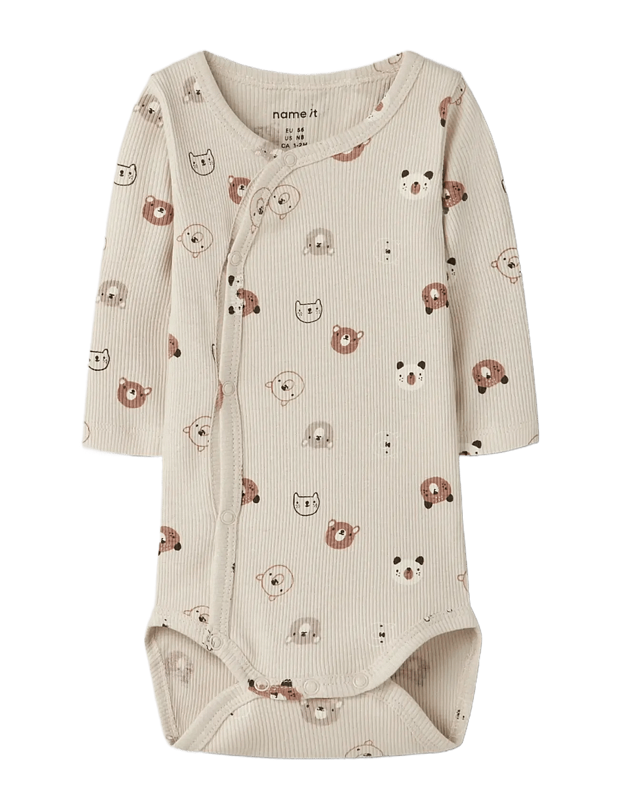 name it - NBNJOPPI LS WRAP BODY - langærmede heldragter - almond milk - 2