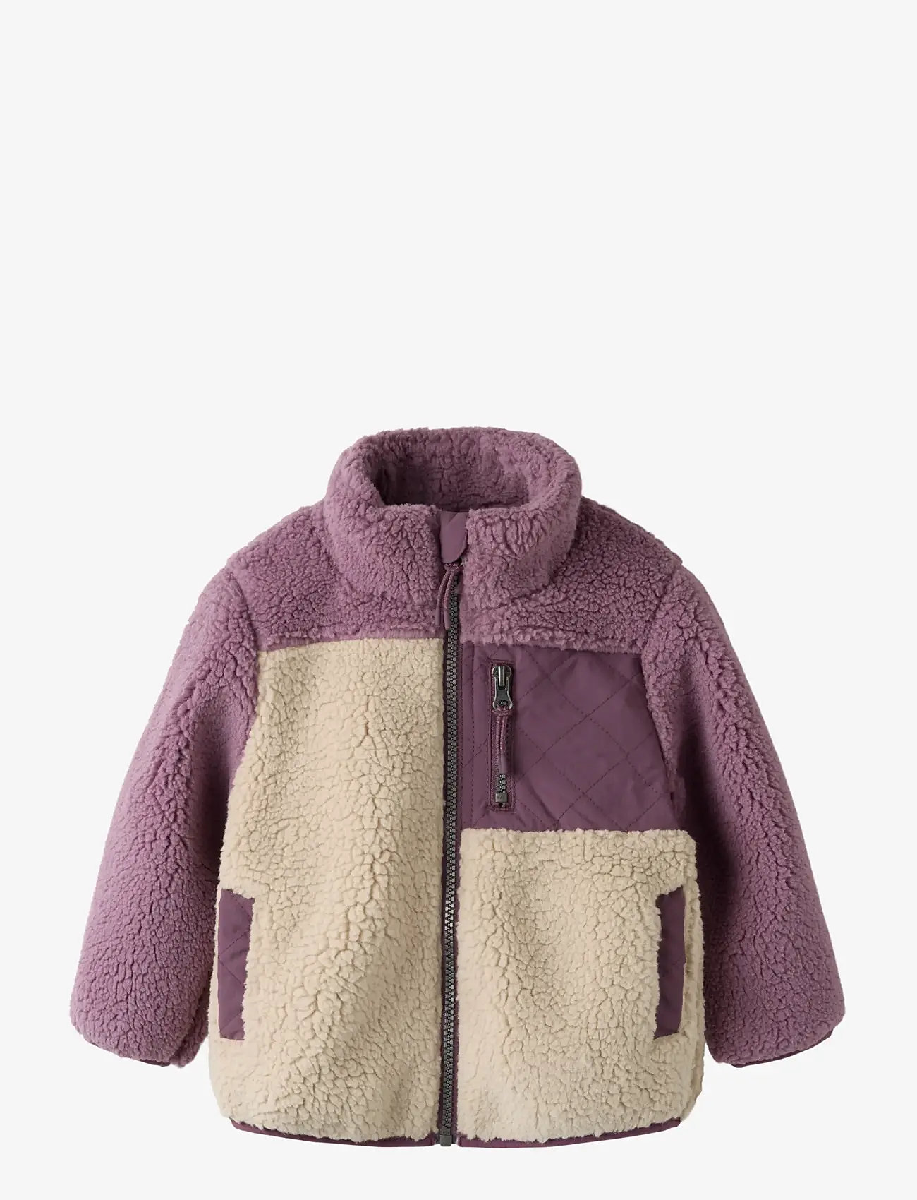 name it - NMFMONICA TEDDY JACKET BLOCK1 - fleecejakker - peyote - 0