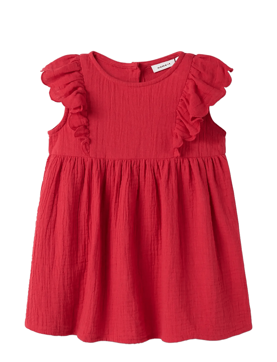 name it - NMFJULITA CAPSL DRESS - kurzärmelige freizeitkleider - urban red - 2