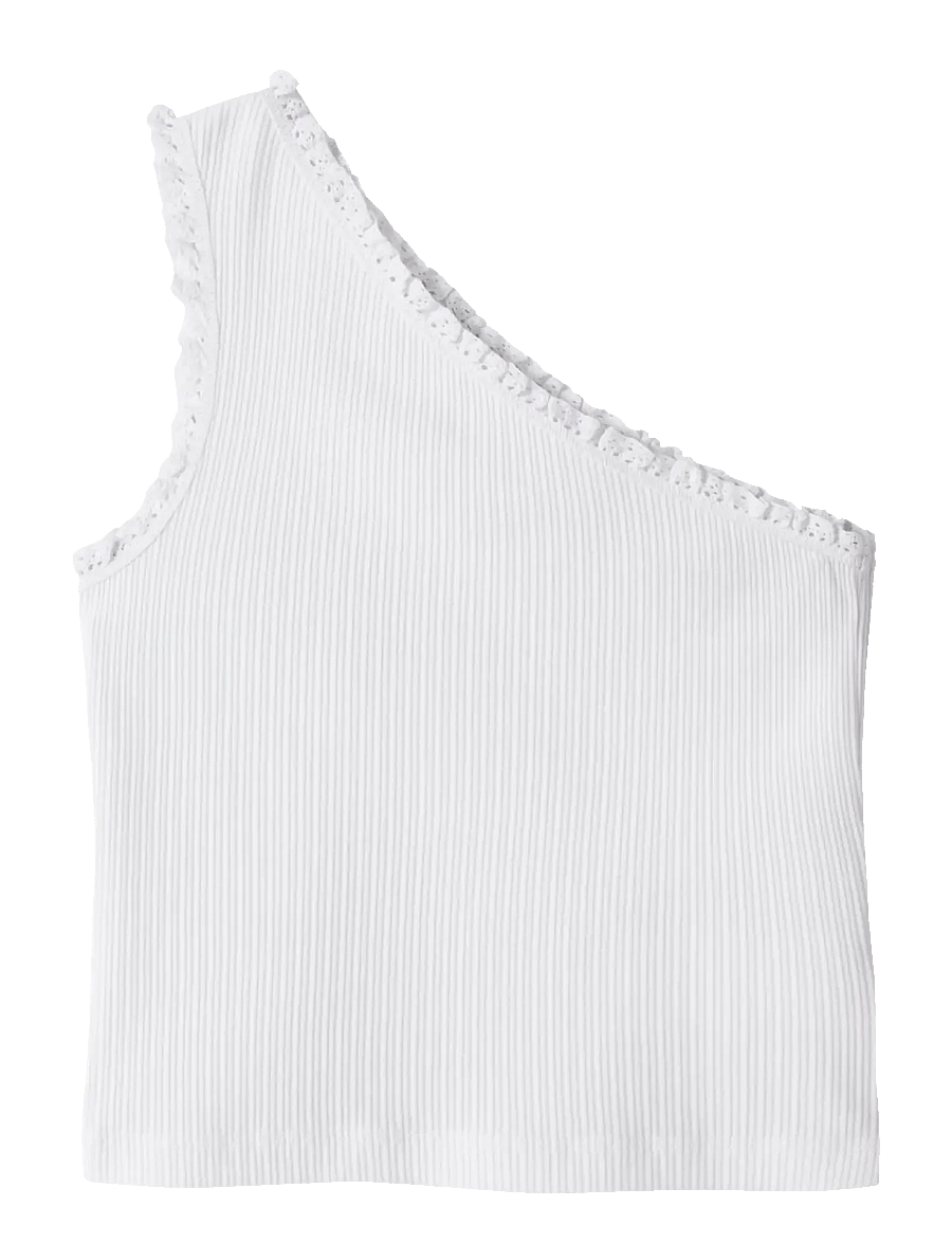 name it - NKFJABINA ONESHOULDER SHORT TOP - tanktops - bright white - 0