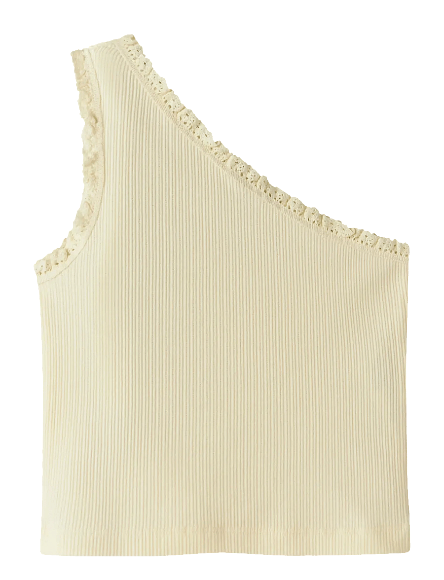 name it - NKFJABINA ONESHOULDER SHORT TOP - linnen - pear sorbet - 0