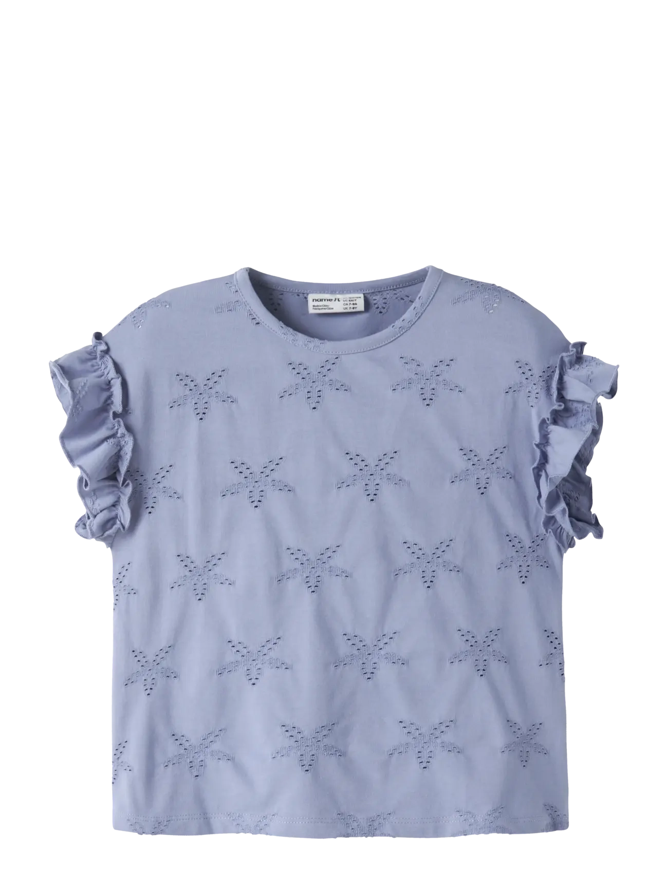 name it Nkfjaden Sl Nreg Sh Top, Børn, Flæse Ærme Stjerne Broderi Top, Lila, Str: 134-140