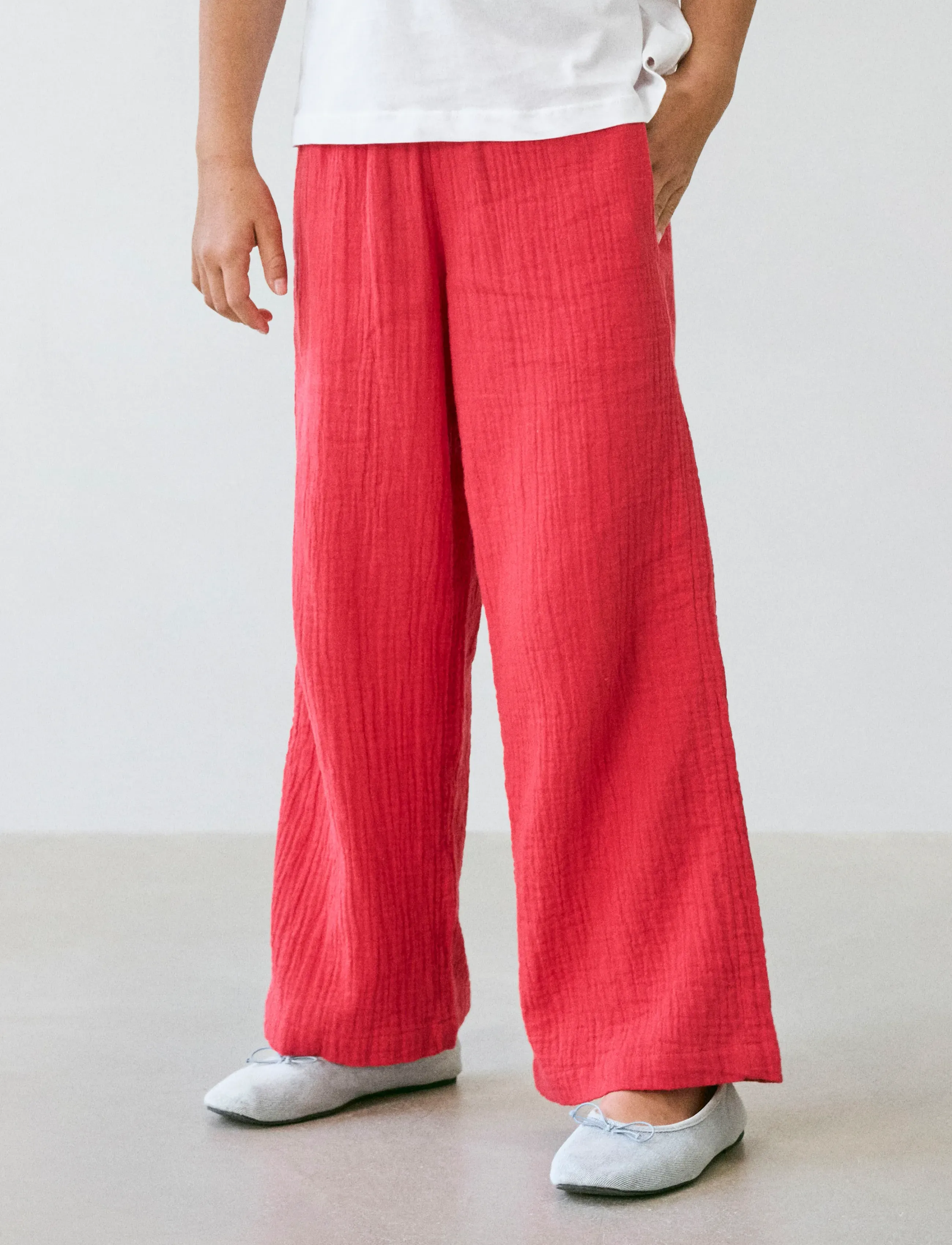 name it - NKFJULITA WIDE PANT - byxor - urban red - 3