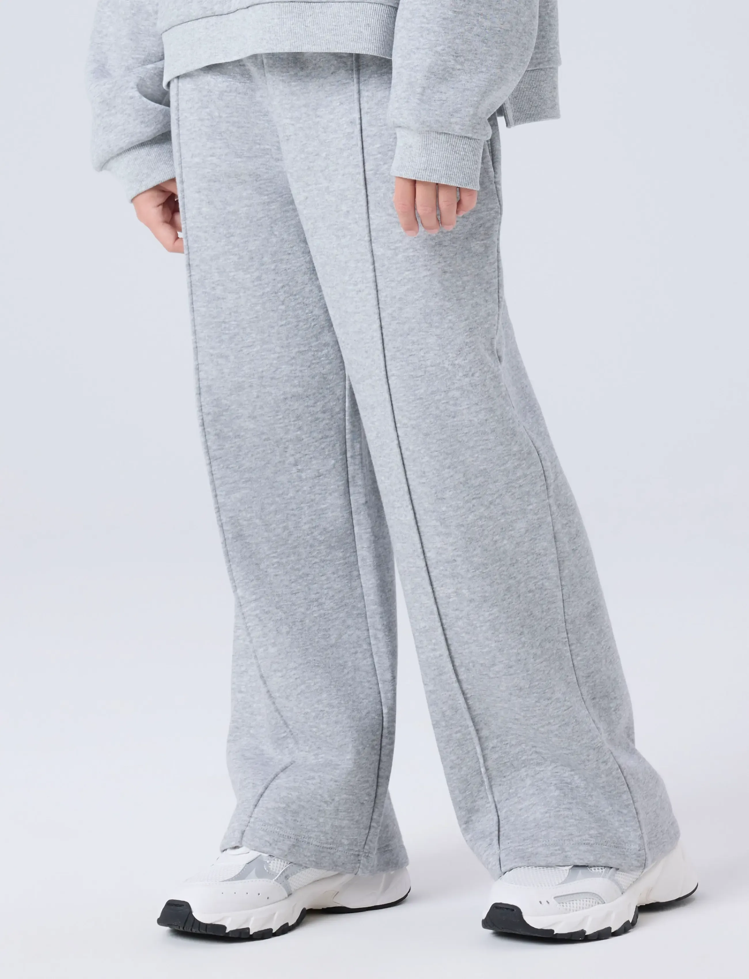 name it - NKFNILLINA WIDE SWE PANT BRU PB - jogginghosen - light grey melange - 3