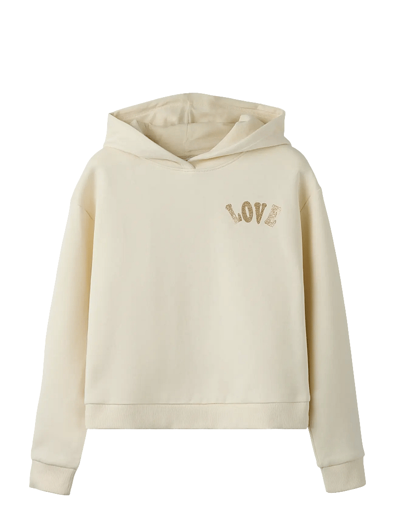 name it - NKFKALI LS SH BOXY SWE WH BRU PS NOOS - kapuzenpullover - antique white - 1