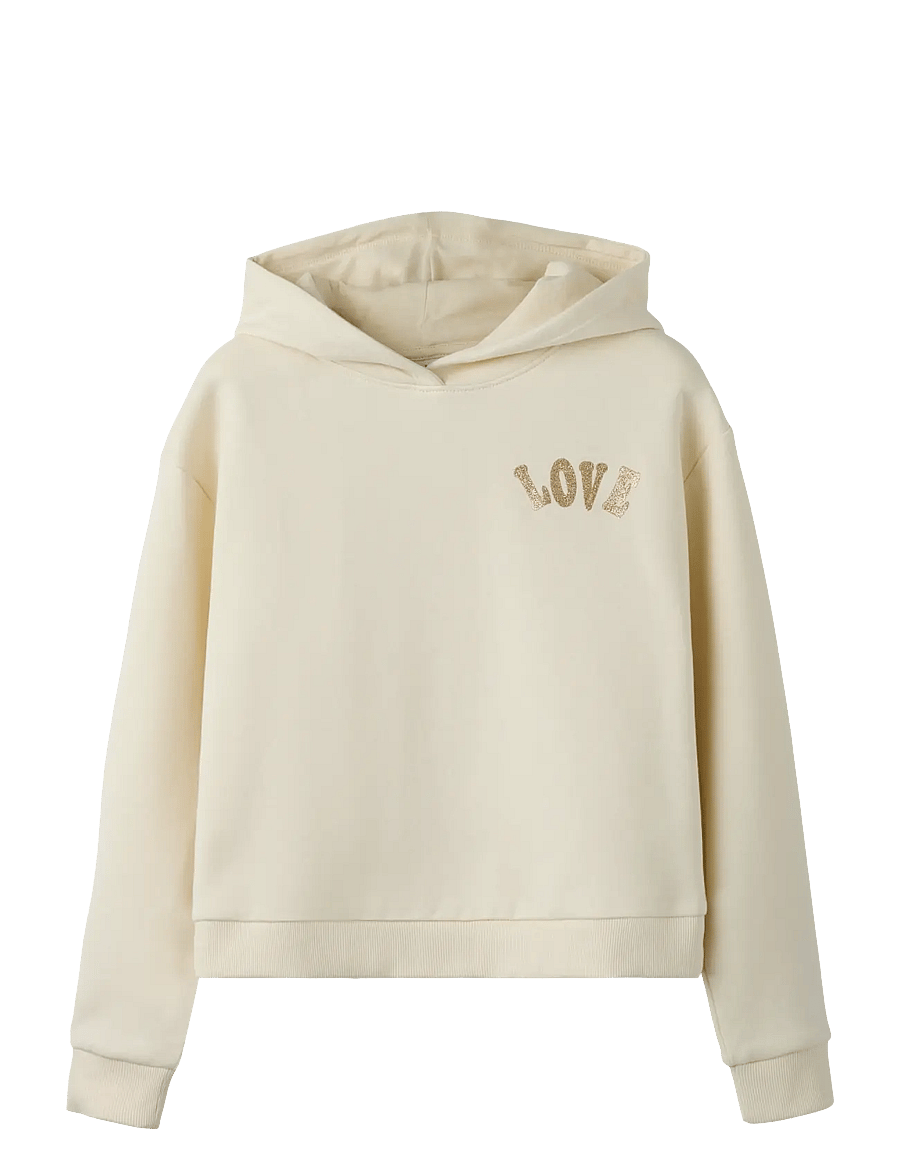 name it - NKFKALI LS SH BOXY SWE WH BRU PS NOOS - kapuzenpullover - antique white - 1