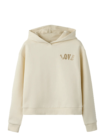 name it NKFKALI LS SH BOXY SWE WH BRU PS NOOS - Kapuzenpullover - ANTIQUE WHITE / cream