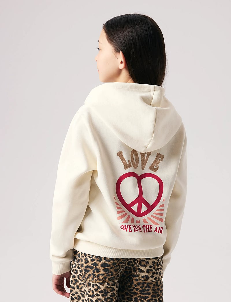 name it - NKFKALI LS SH BOXY SWE WH BRU PS NOOS - kapuzenpullover - antique white - 0