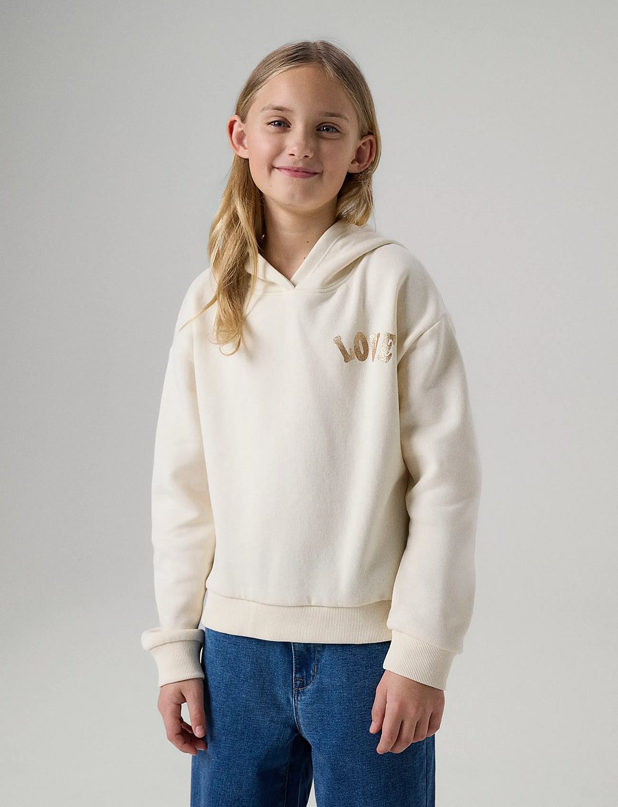name it - NKFKALI LS SH BOXY SWE WH BRU PS NOOS - kapuutsiga dressipluusid - antique white - 0