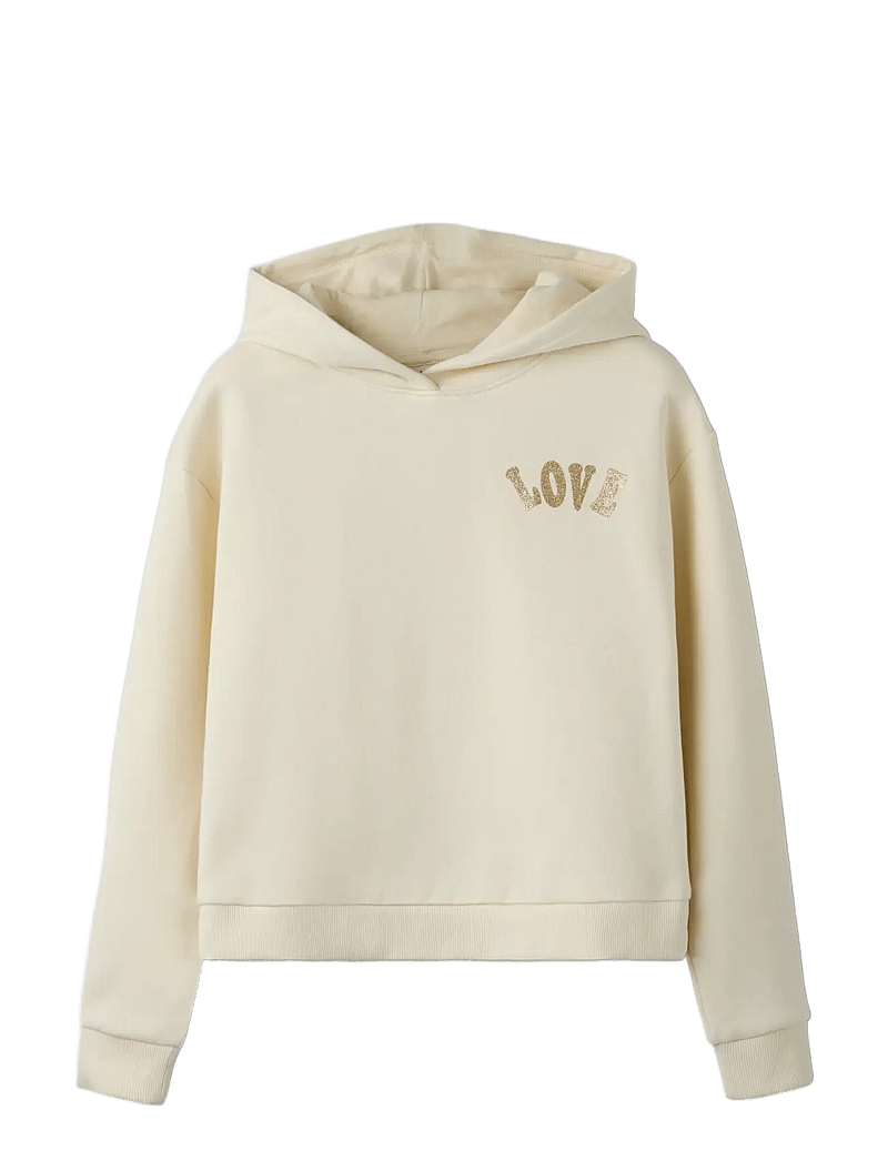 name it - NKFKALI LS SH BOXY SWE WH BRU PS NOOS - kapuzenpullover - antique white - 3