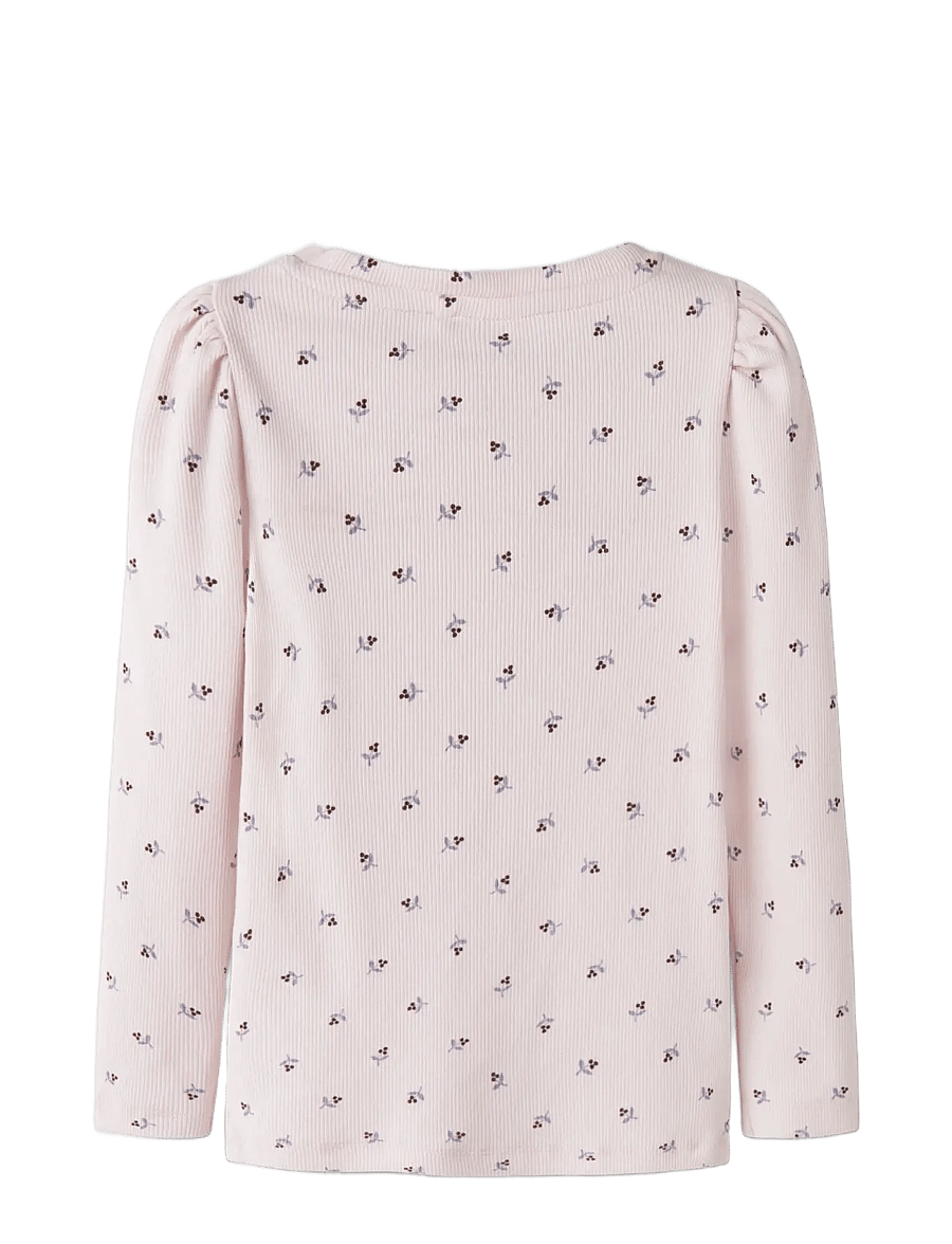 name it - NMFNICOLE LS SLIM TOP PB - raindrops on roses - 1