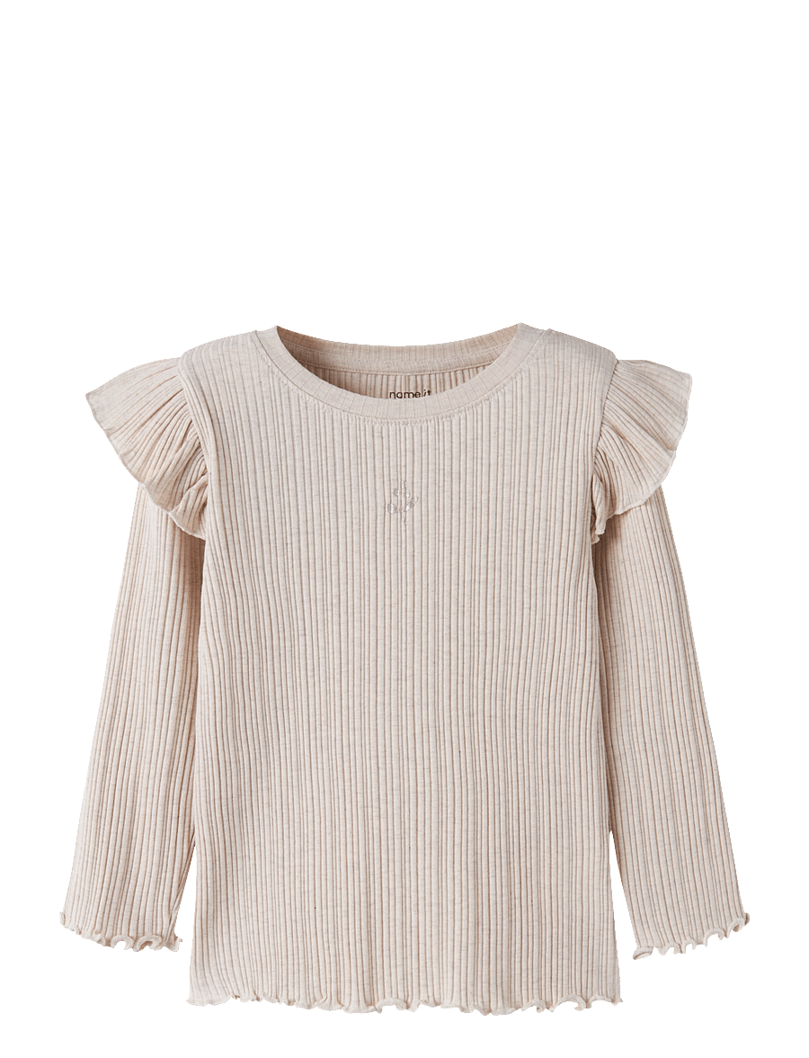 name it - NMFNINNA LS SLIM TOP PB - peyote melange - 0