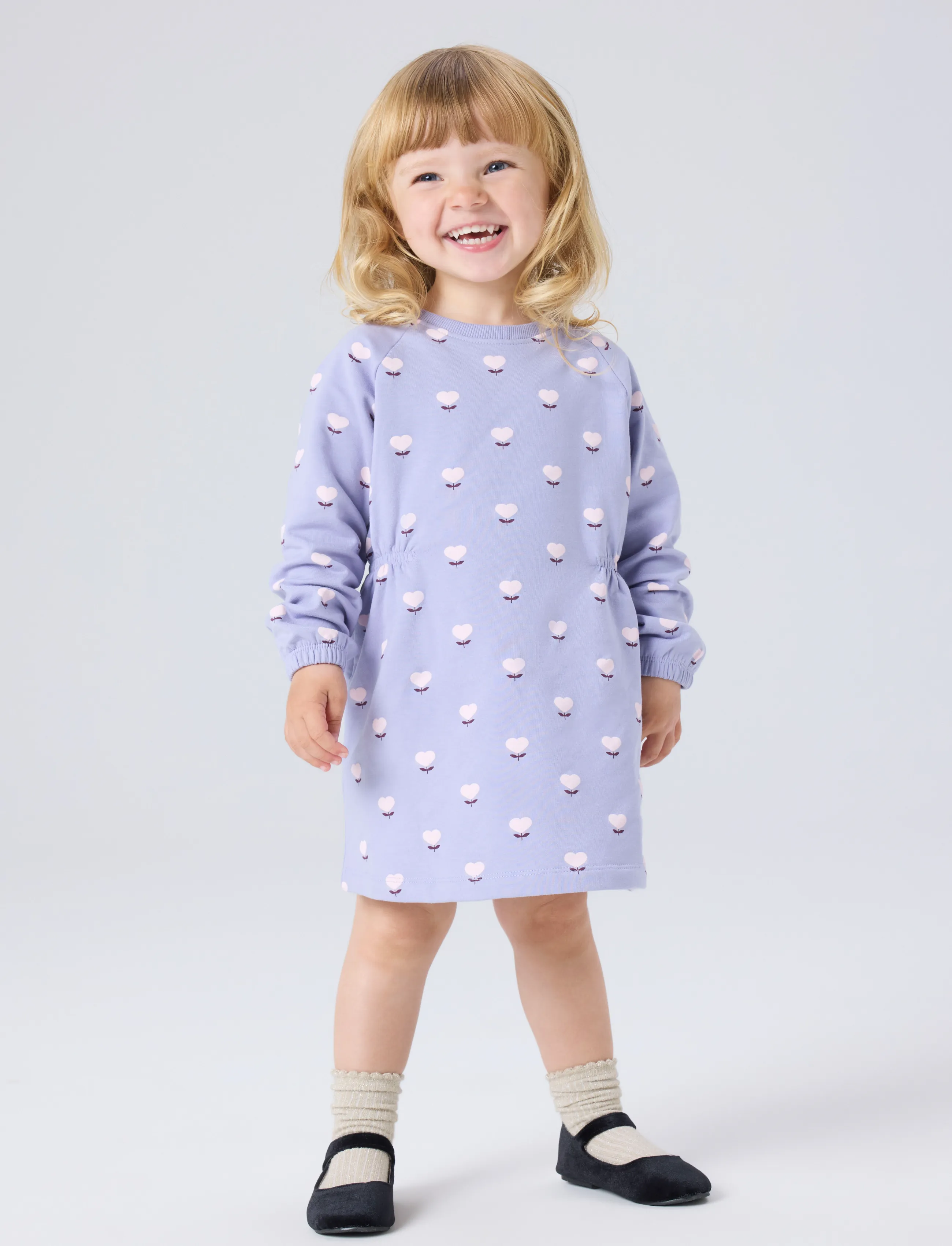 name it - NMFOLINI LS SWE DRESS BRU PB - långärmade babyklänningar - lavender icing - 2