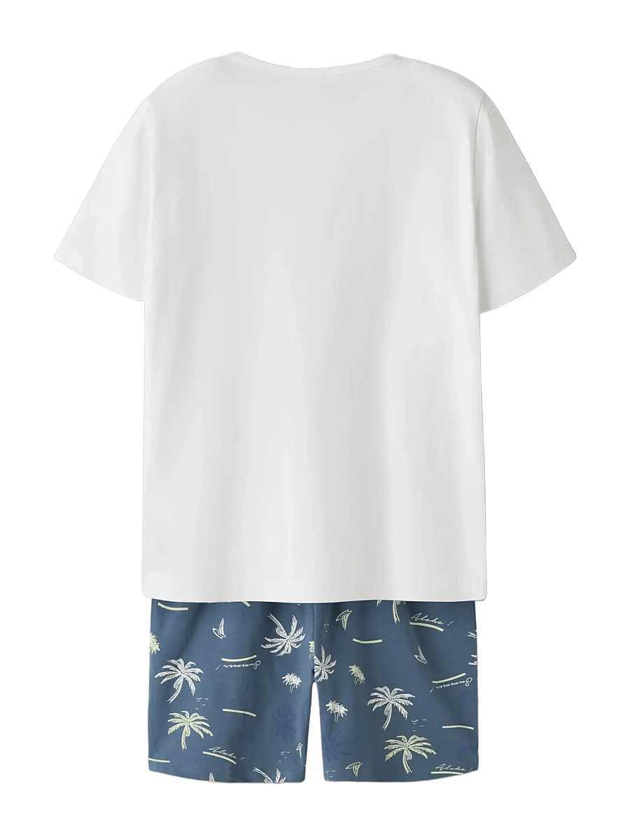 name it - NKMNIGHTSET SS BLUEFIN PALM NOOS - pyjama-sets - bluefin - 1