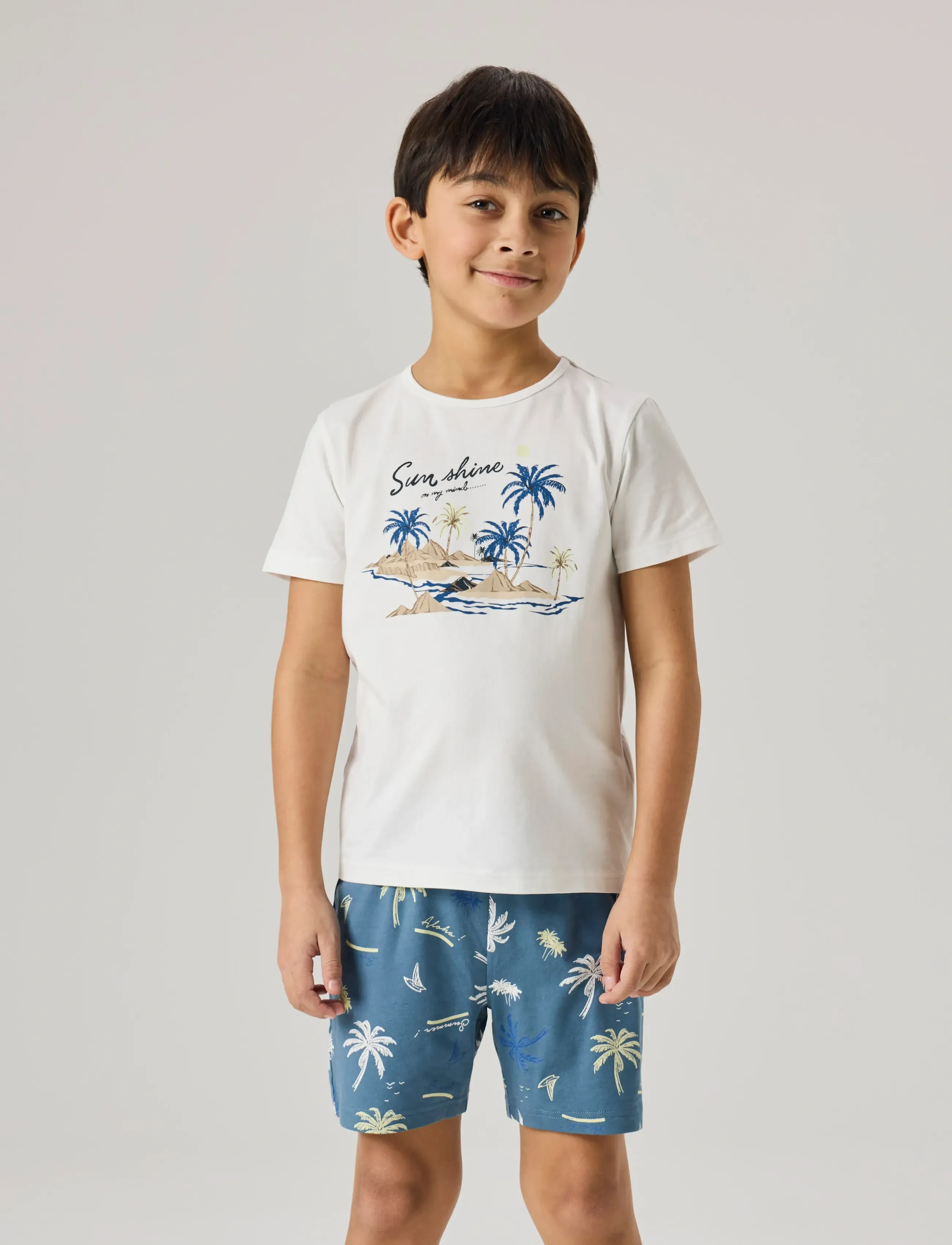 name it - NKMNIGHTSET SS BLUEFIN PALM NOOS - pyjama-sets - bluefin - 4
