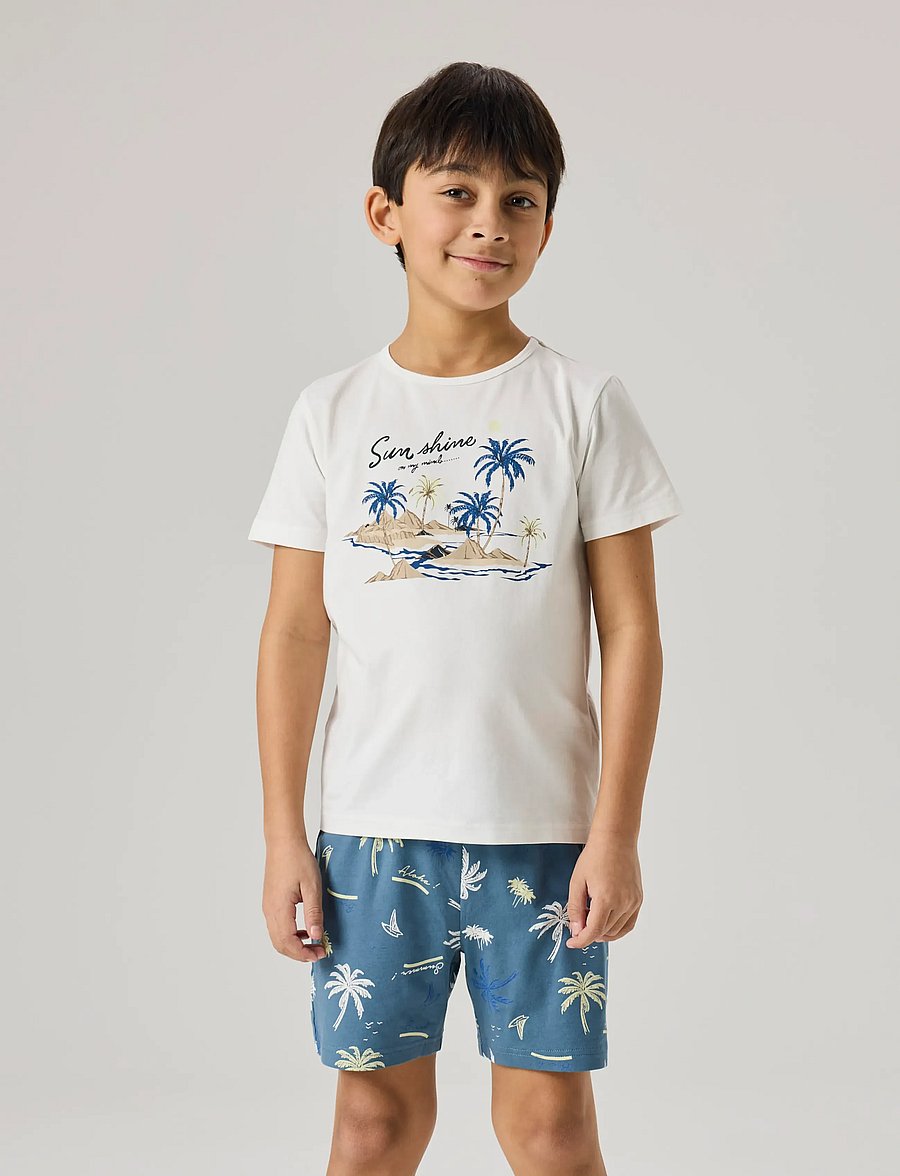 name it - NKMNIGHTSET SS BLUEFIN PALM NOOS - pyjama-sets - bluefin - 4