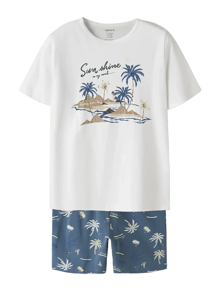 name it - NKMNIGHTSET SS BLUEFIN PALM NOOS - pyjama-sets - bluefin - 3