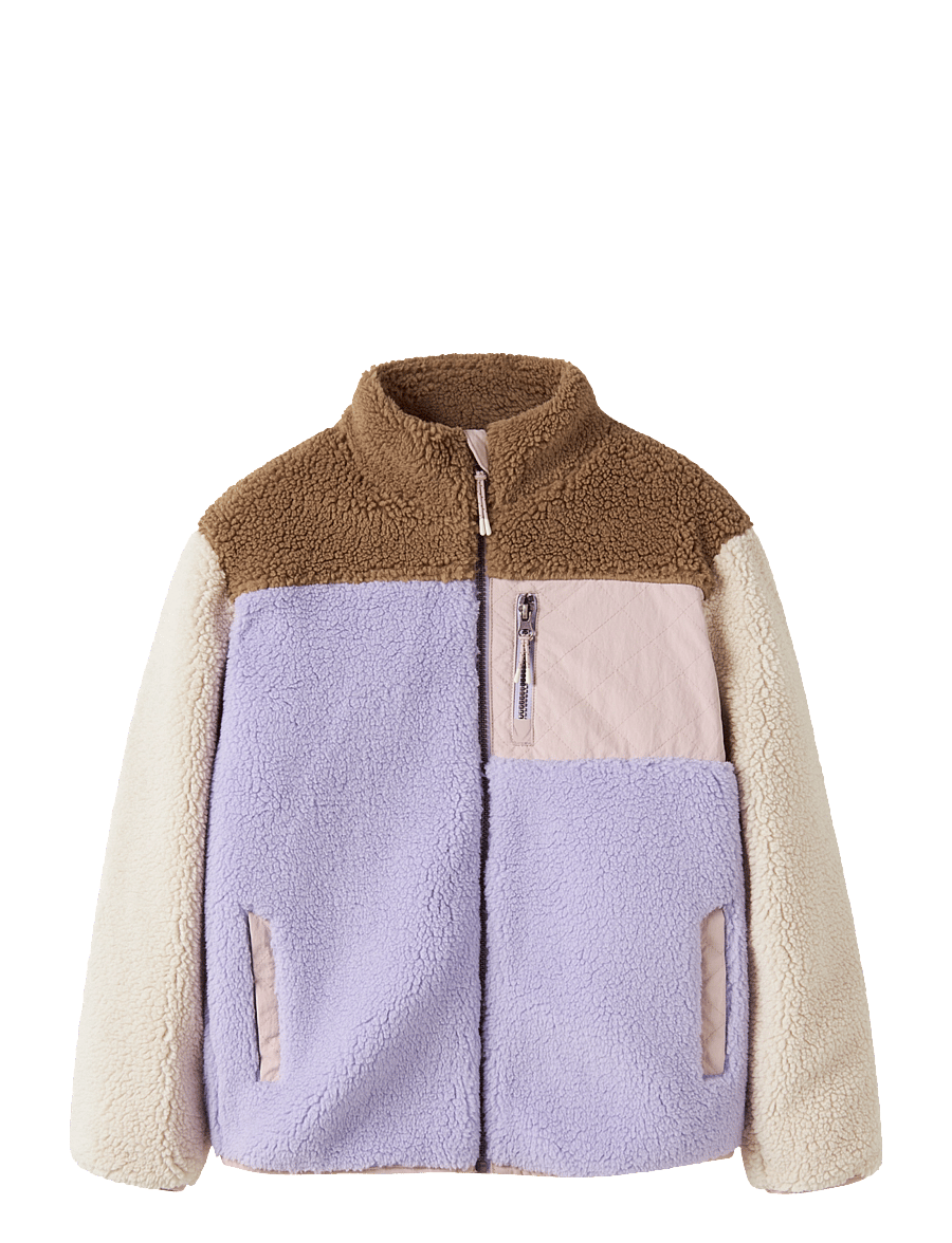 name it - NKFMACEY TEDDY JACKET BLOCK - lavender - 0
