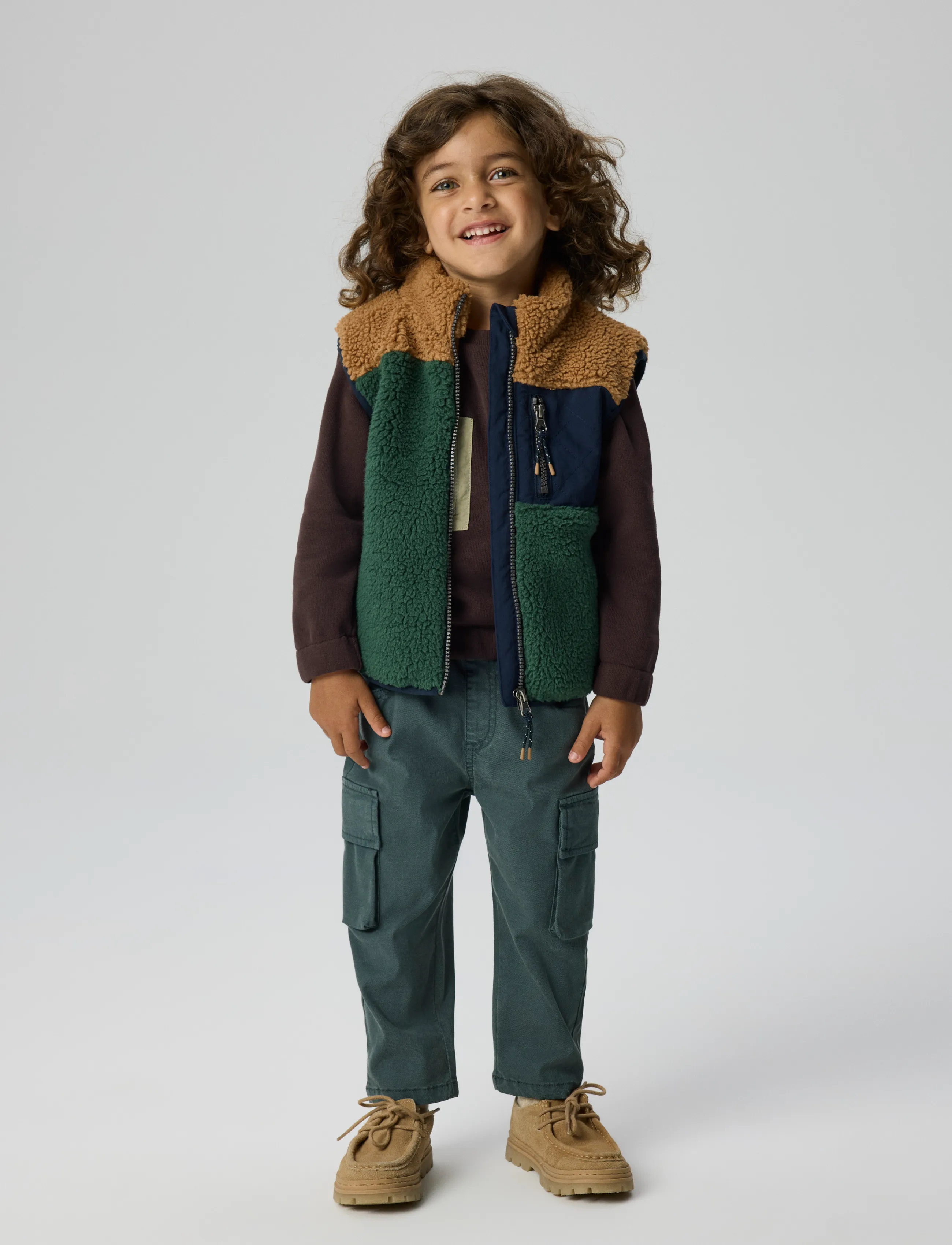 name it - NMMMACEY TEDDY VEST BLOCK - jungle green - 3