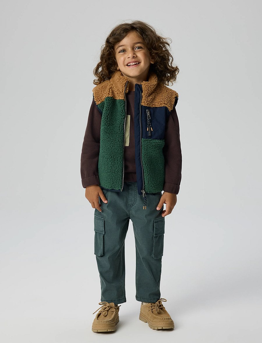 name it - NMMMACEY TEDDY VEST BLOCK - jungle green - 3