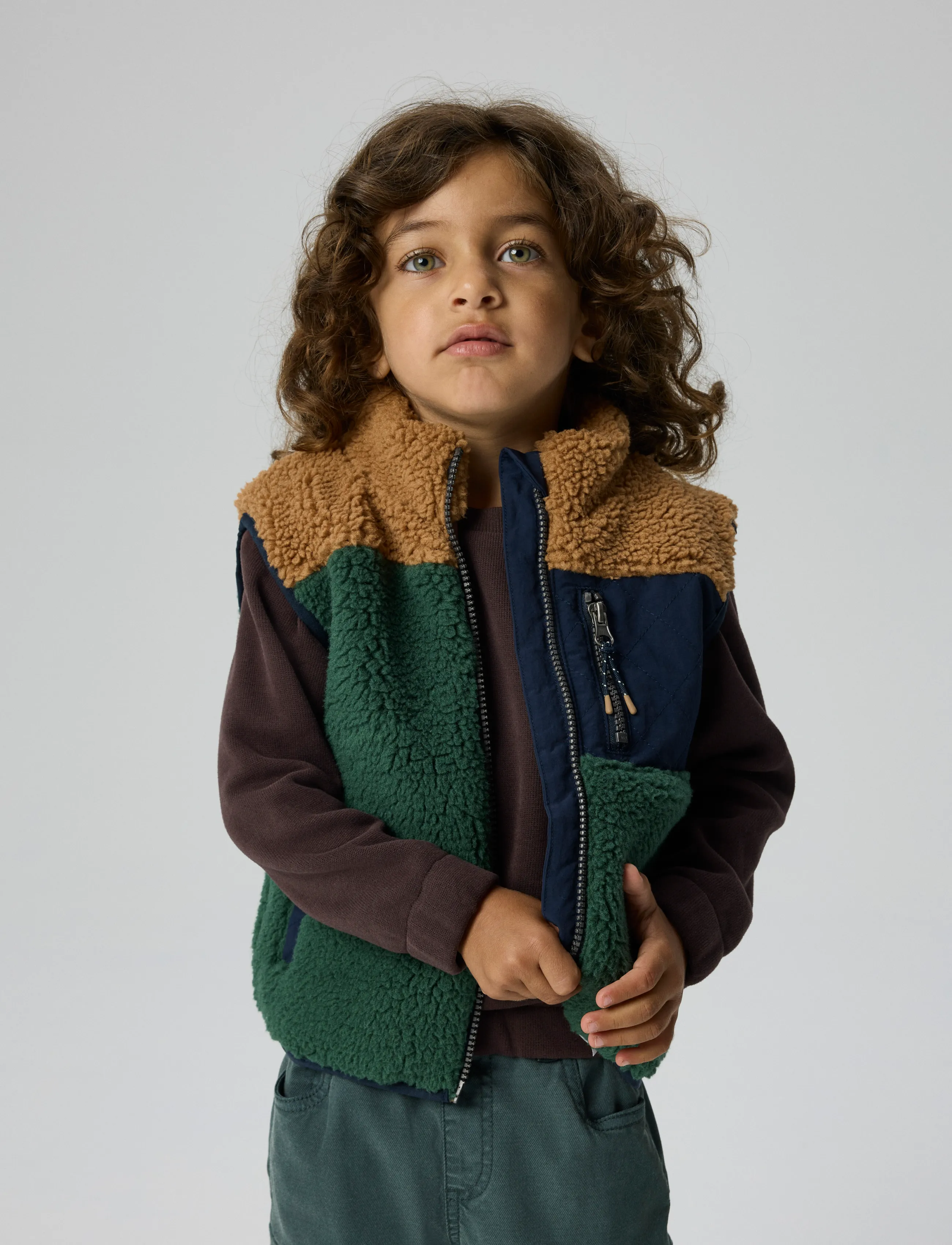name it - NMMMACEY TEDDY VEST BLOCK - jungle green - 4