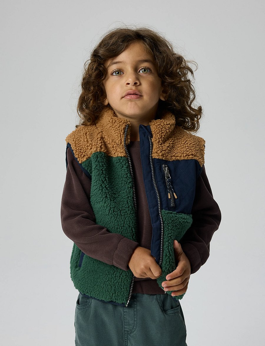 name it - NMMMACEY TEDDY VEST BLOCK - jungle green - 4